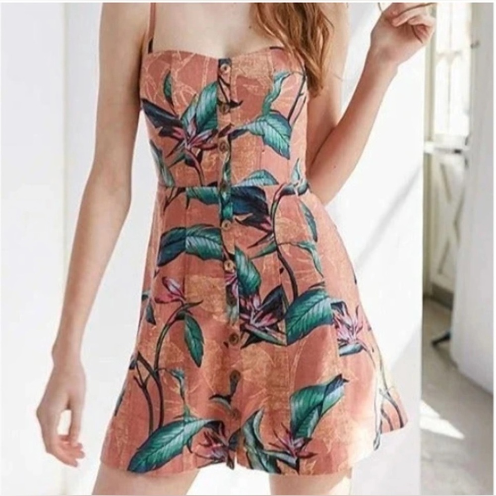 Urban Outfitters Kimchi Blue Linen Tropical Mini Dress